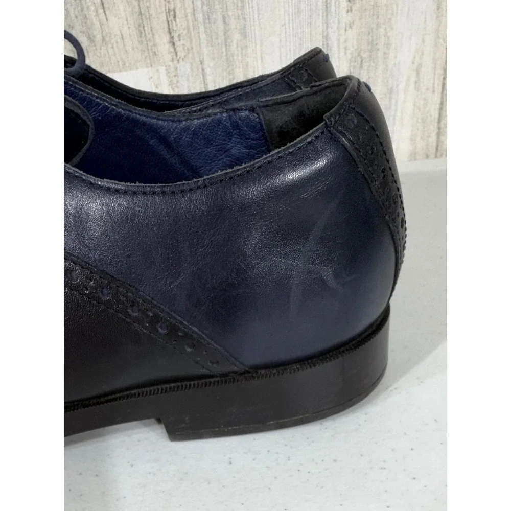 Cole Haan Grand OS Oxford 11 M Navy‎ Blue Leather Lace Up Dress Shoes READ